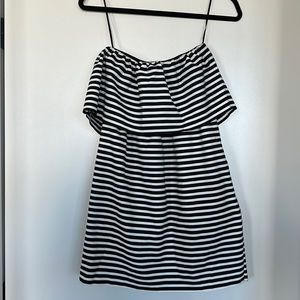 Black and white stripes strapless Zara dress